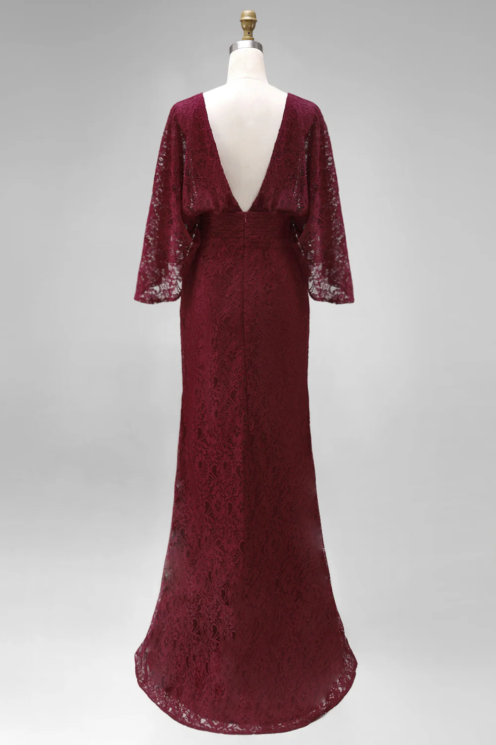 Burgundy Lace Sheath Mother of the Bride Dress with Pockets - Image 8
