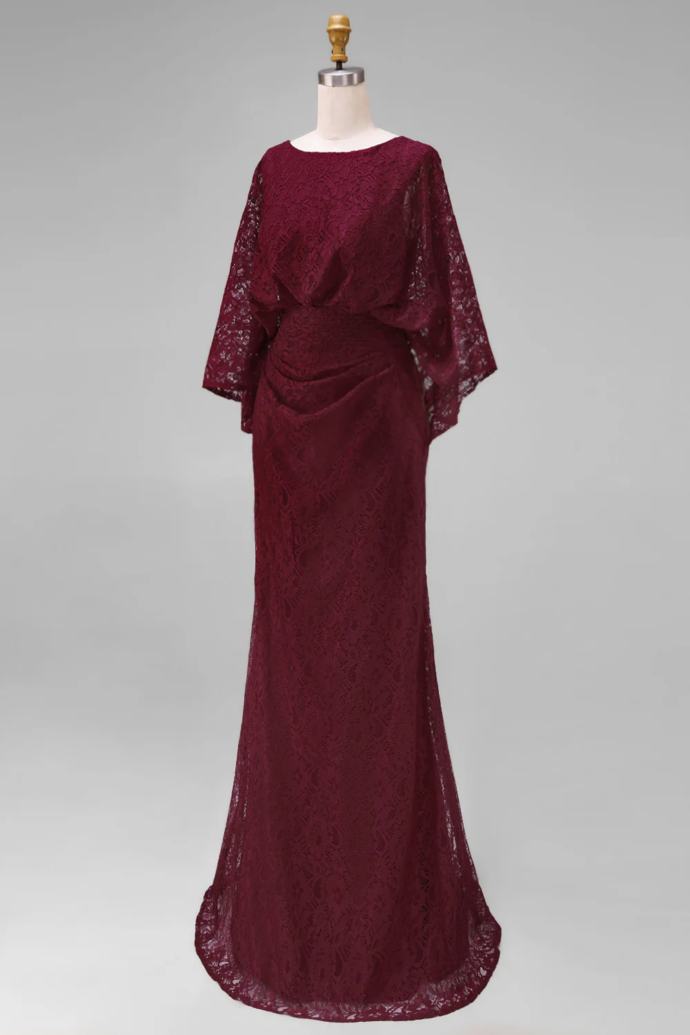 Burgundy Lace Sheath Mother of the Bride Dress with Pockets - Image 9