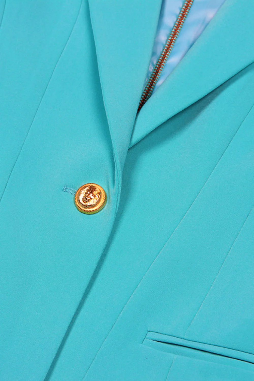 Lake Blue Peak Lapel Long Sleeves One Button Women Blazer - Image 5