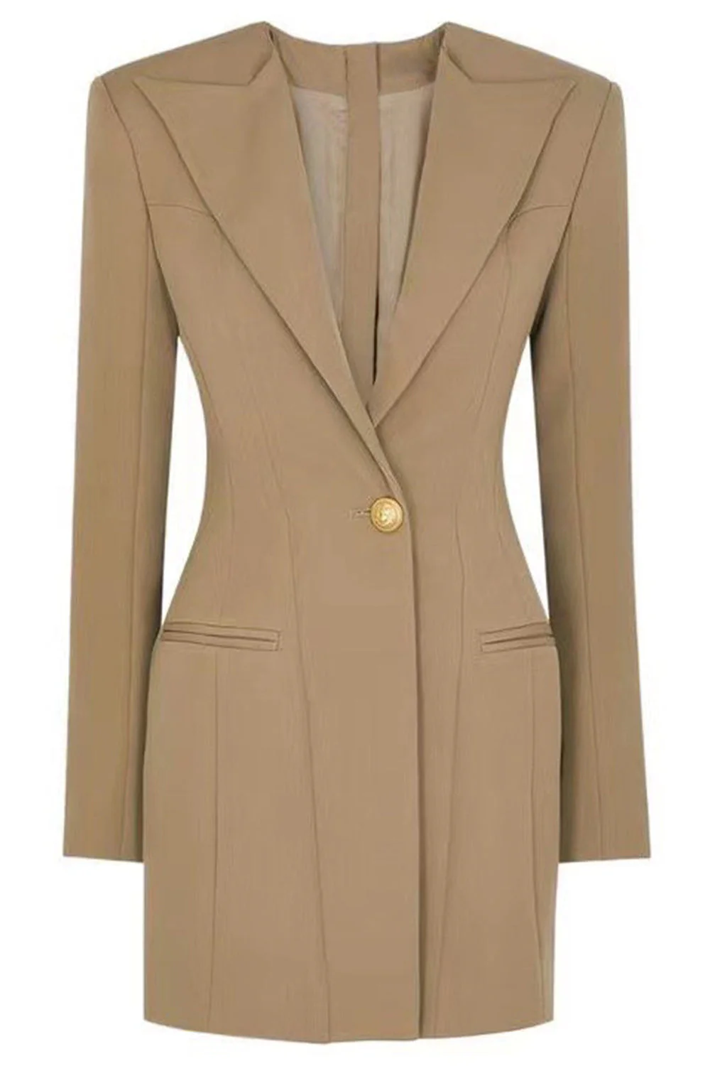 Lake Blue Peak Lapel Long Sleeves One Button Women Blazer - Image 7