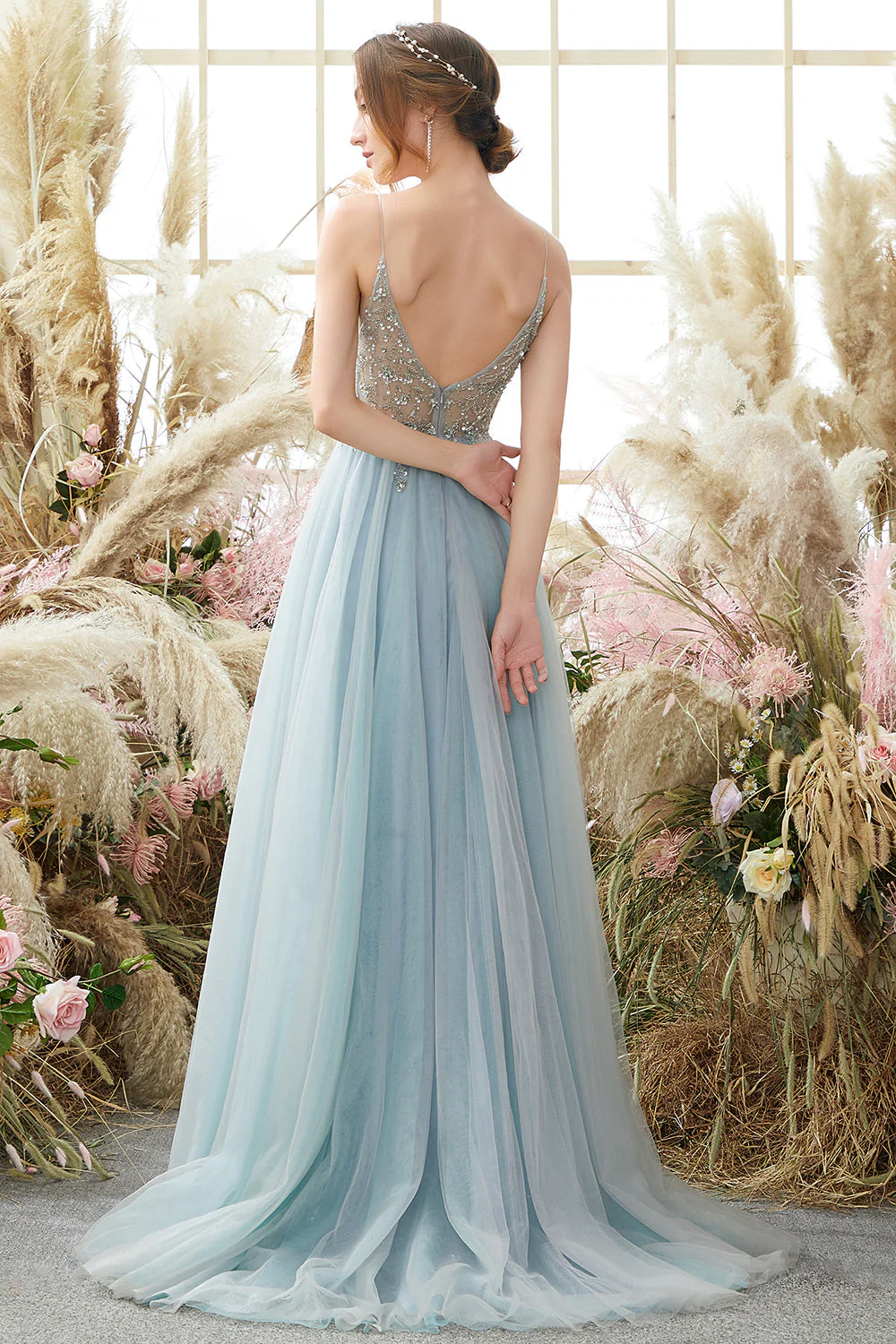 Lavender Tulle A-line Prom Dress with Beading - Image 10