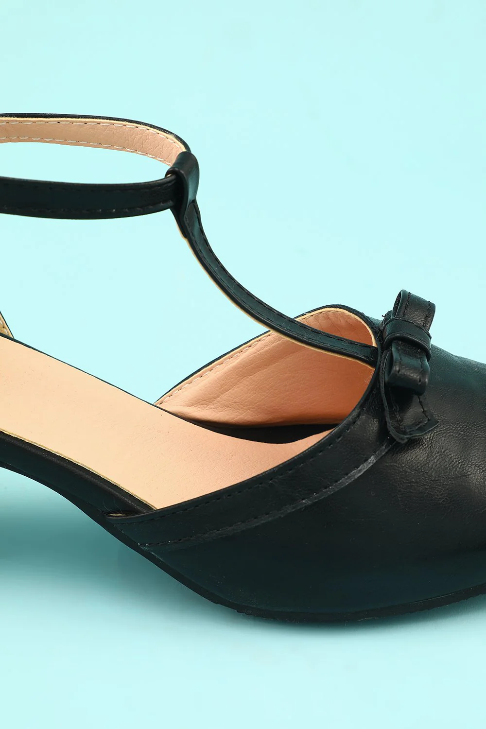 Leather Black Chunky Heels - Image 4