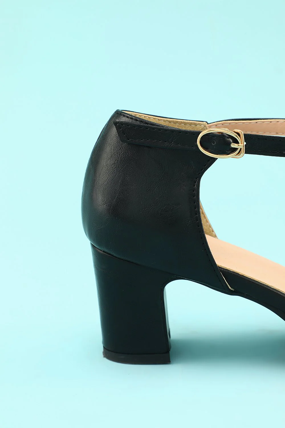 Leather Black Chunky Heels - Image 5