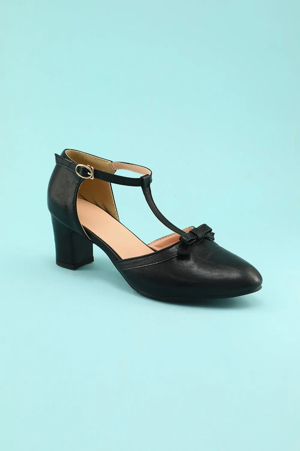 Leather Black Chunky Heels - Image 6