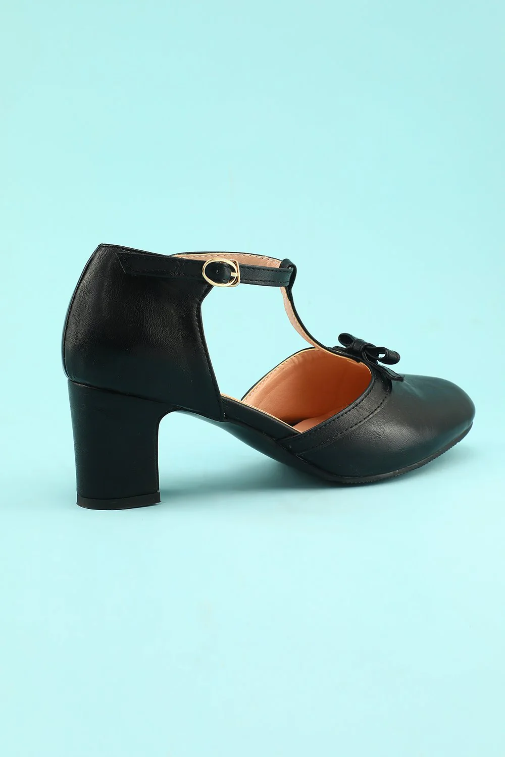 Leather Black Chunky Heels - Image 8
