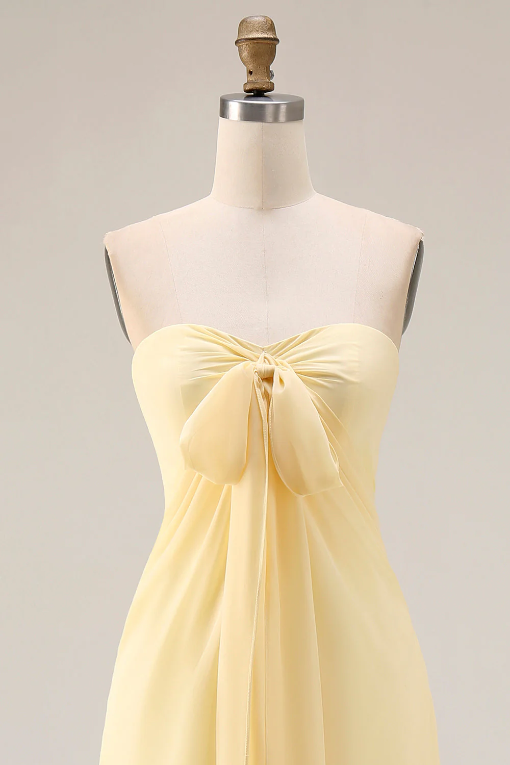 Lemon Sorbet A Line Chiffon Convertible Long Bridesmaid Dress with Slit - Image 12