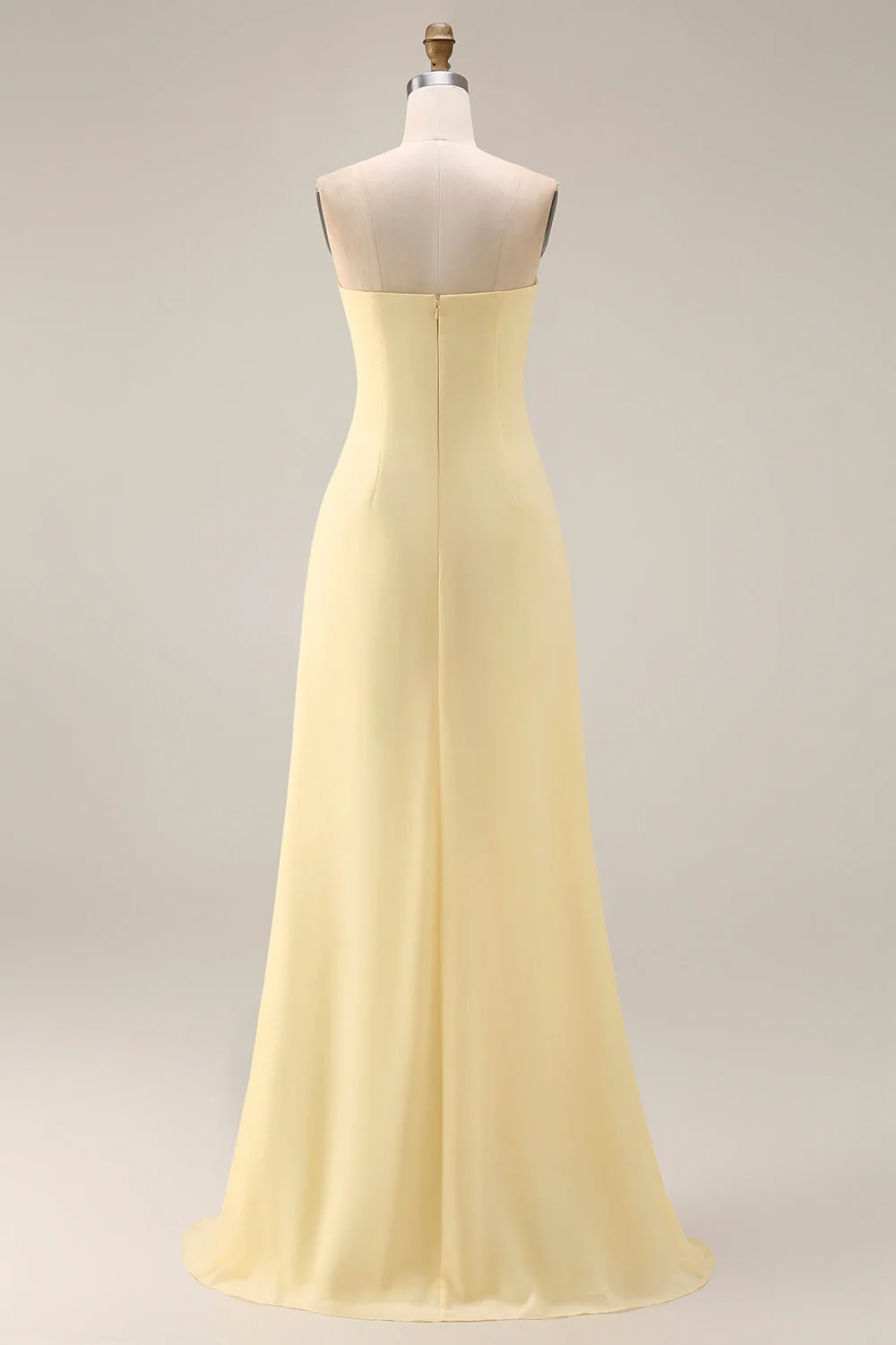 Lemon Sorbet A Line Chiffon Convertible Long Bridesmaid Dress with Slit - Image 7