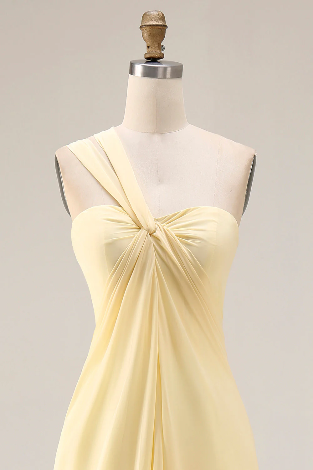 Lemon Sorbet A Line Chiffon Convertible Long Bridesmaid Dress with Slit - Image 8