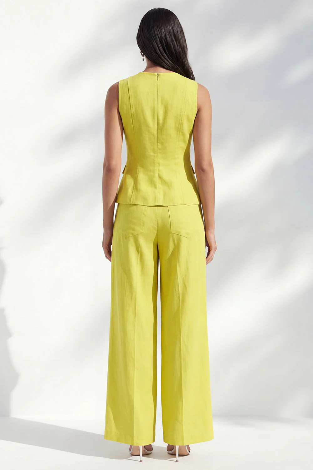 Lemon Yellow Round Neck Women's Suit - Image 2