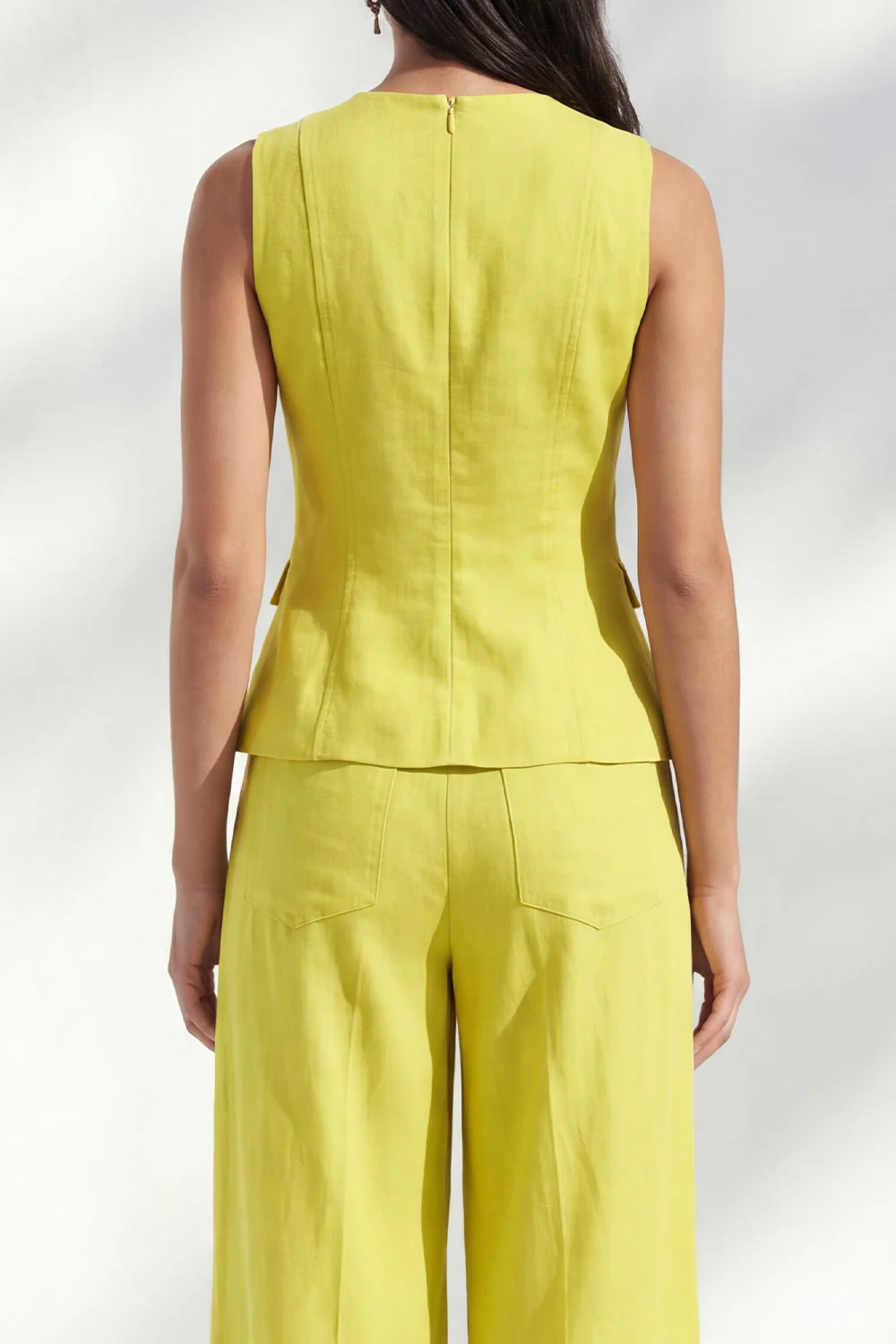 Lemon Yellow Round Neck Women's Suit - Image 4