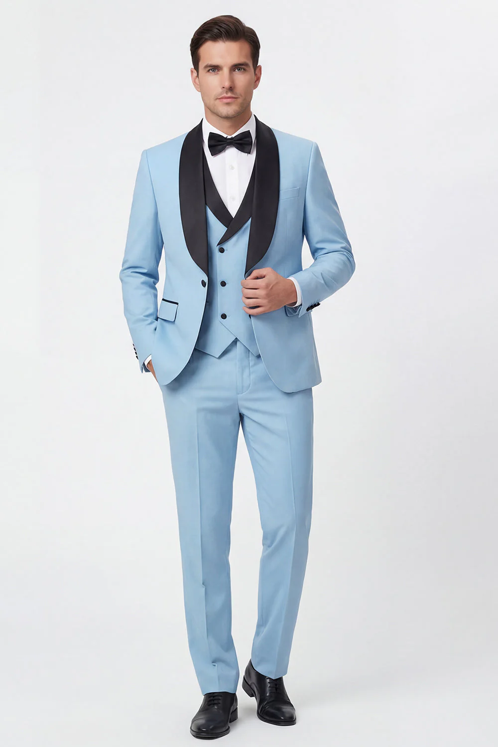 Light Blue 3 Piece Shawl Lapel Men's Suits - Image 2