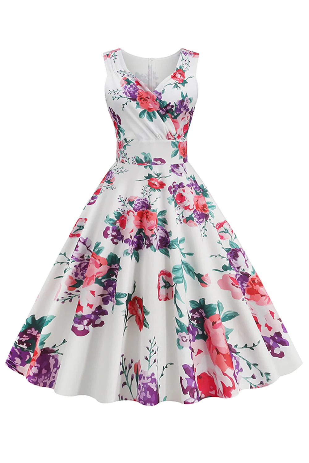 Light Blue V Neck 1950s Vintage Dress - Image 5