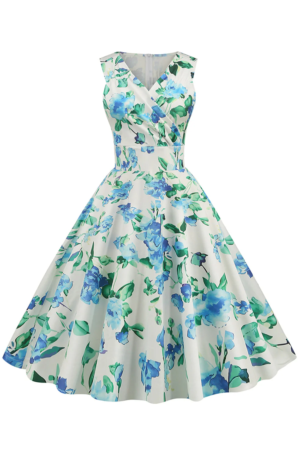 Light Blue V Neck 1950s Vintage Dress - Image 9