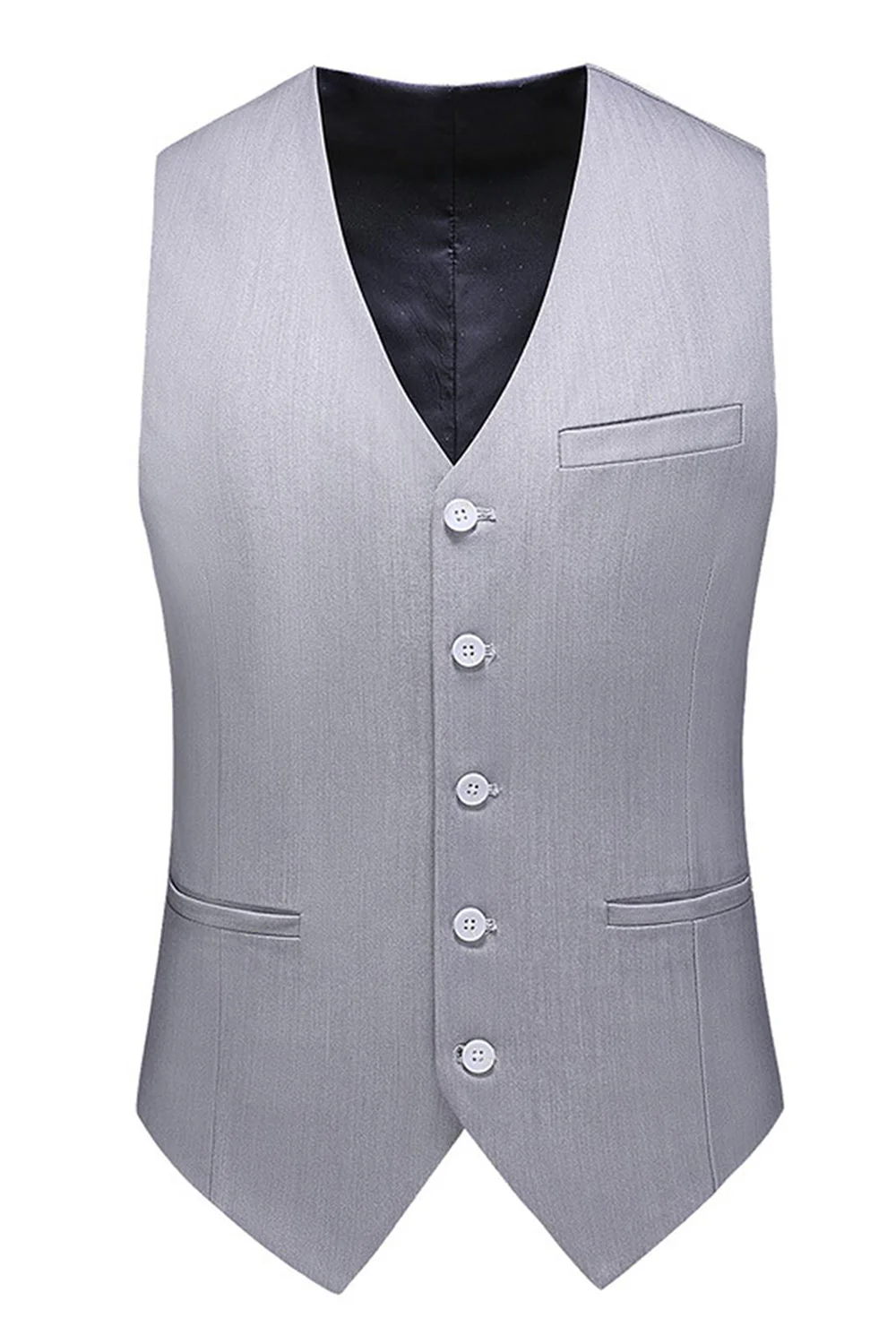 Light Grey 3 Pieces Notched Lapel Men's Formal Suits - Image 4