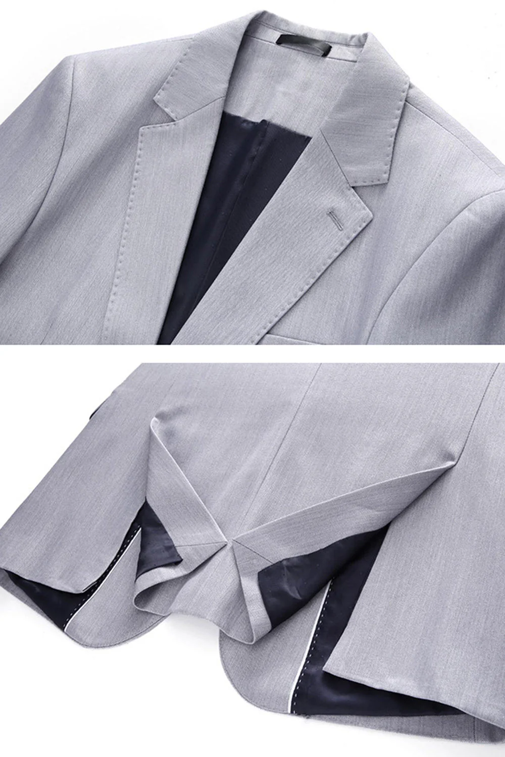 Light Grey 3 Pieces Notched Lapel Men's Formal Suits - Image 8