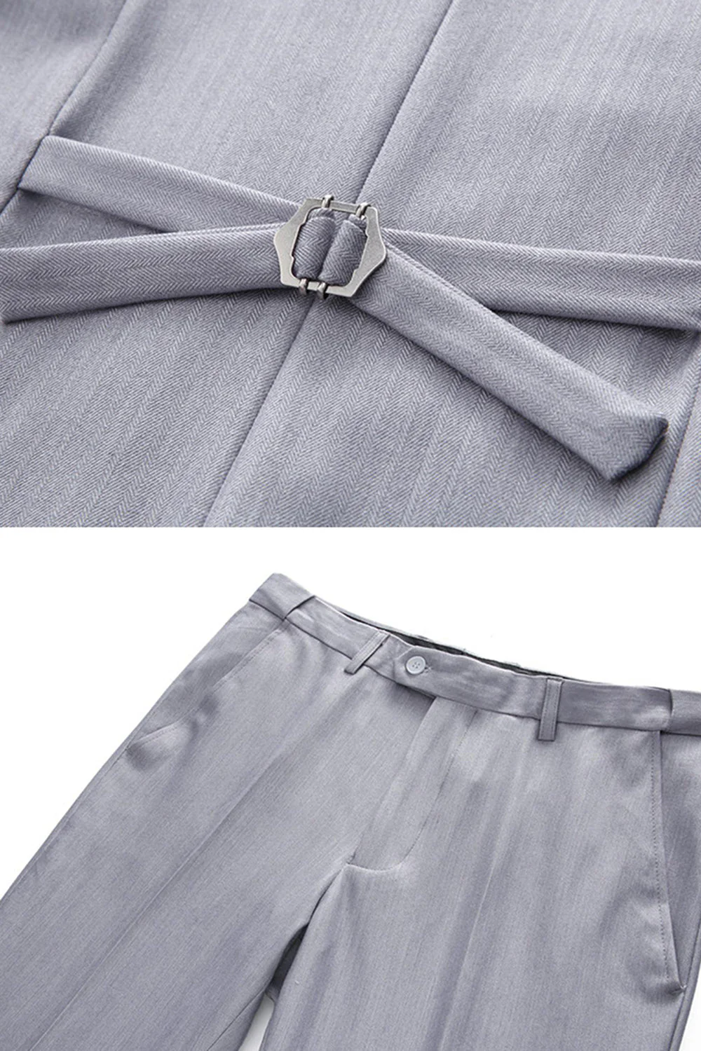 Light Grey 3 Pieces Notched Lapel Men's Formal Suits - Image 9