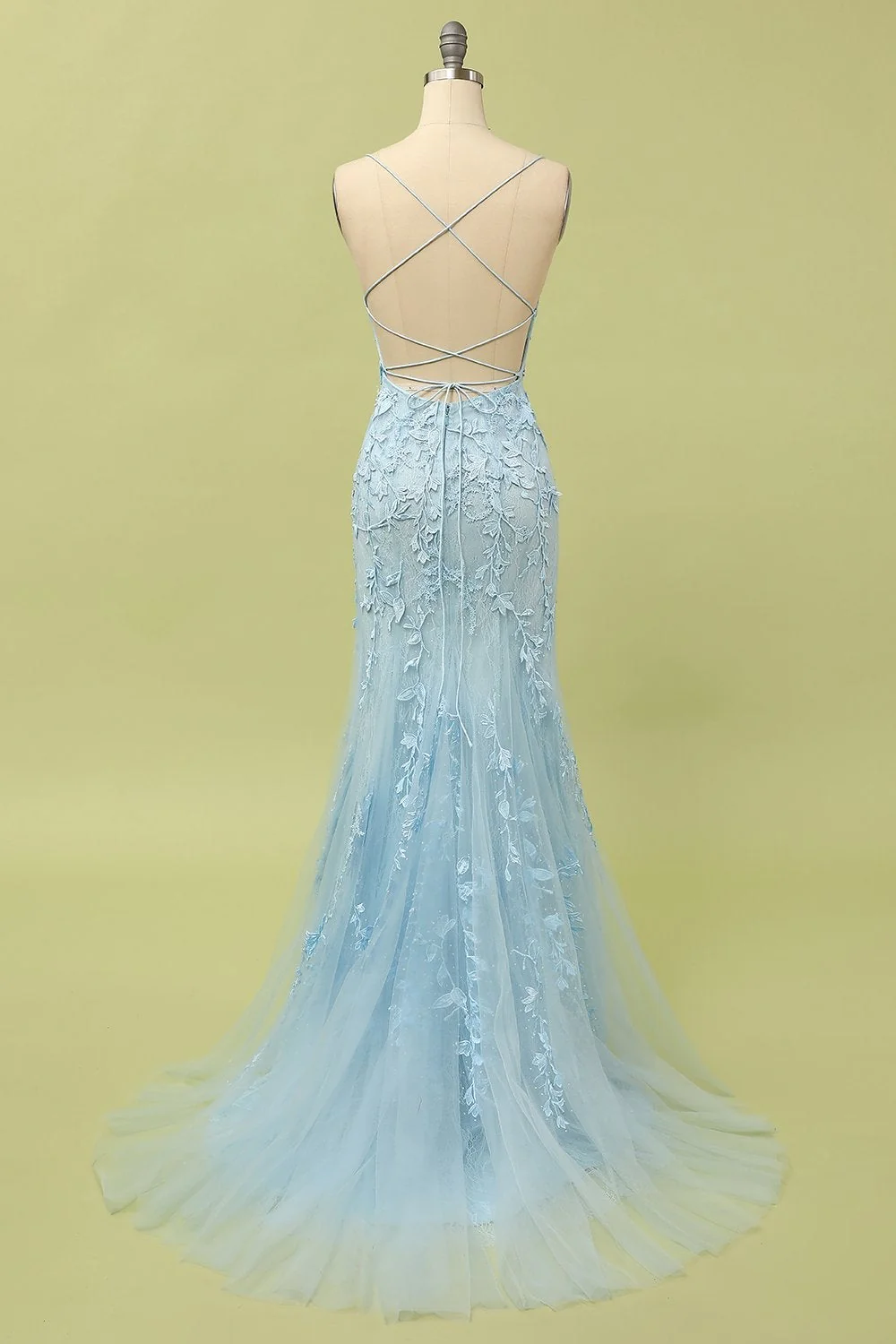 Light Purple Mermaid Long Prom Dress with Appliques - Image 11