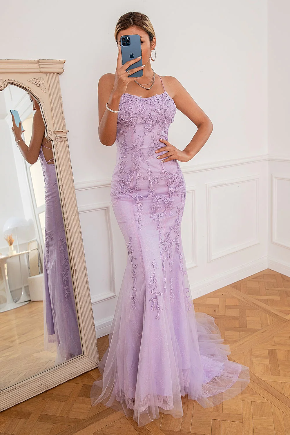 Spaghetti Straps Mermaid Prom Dress - Image 11