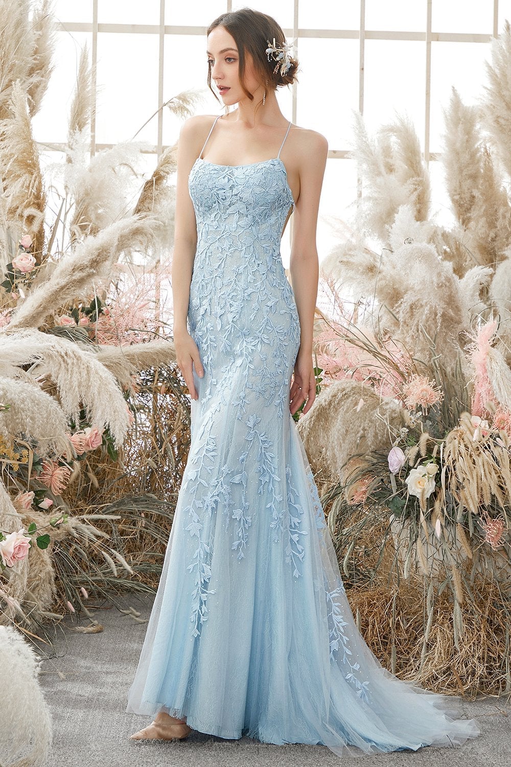Light Purple Mermaid Long Prom Dress with Appliques - Image 8