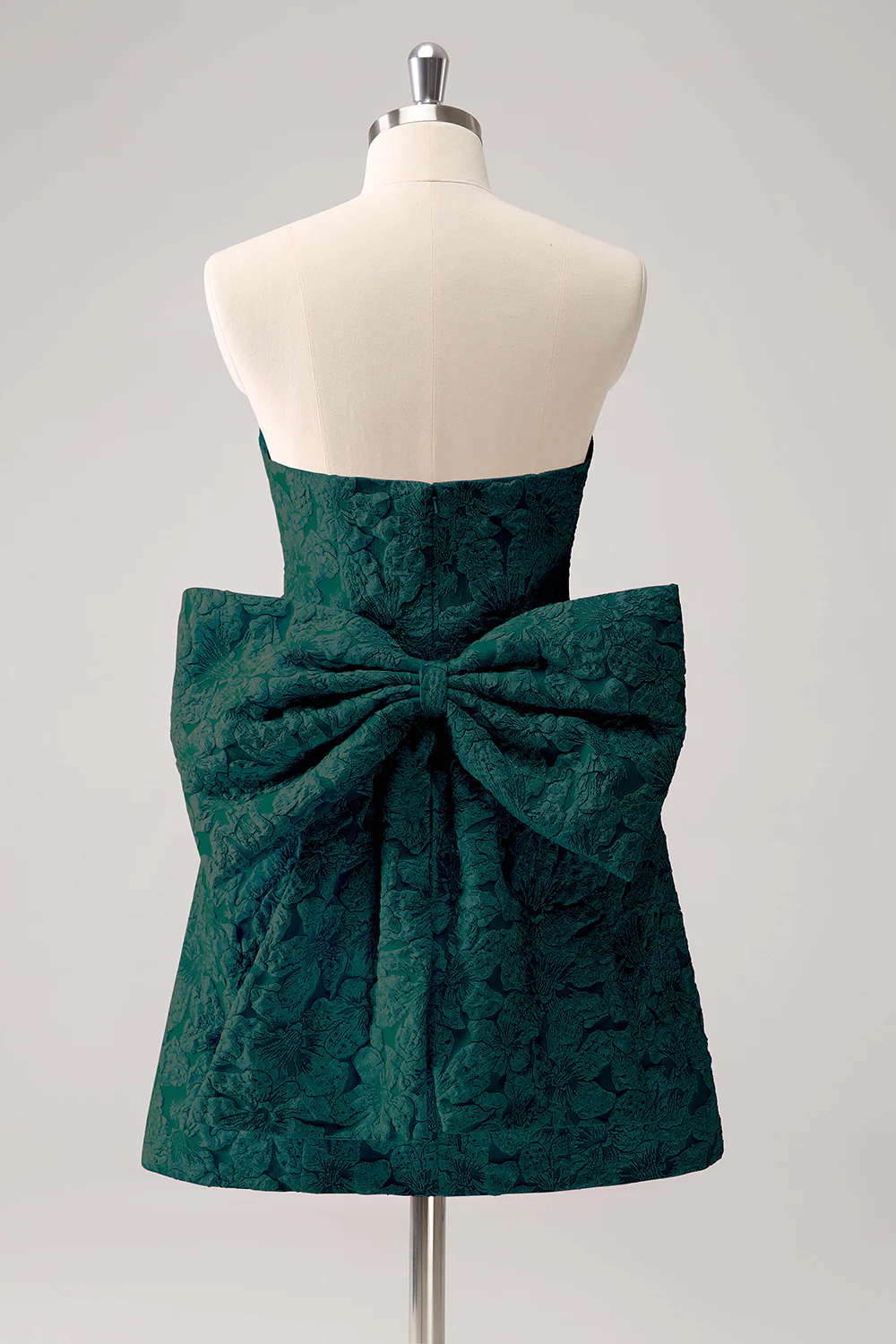 Light Yellow Floral Strapless A Line Graduation Dress With Bow - Image 6