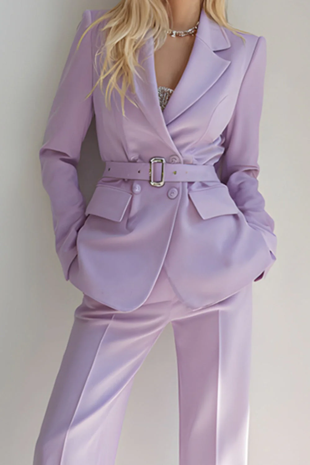 Lilac 2 Piece Notched Lapel Long Sleeves Business Suits - Image 2