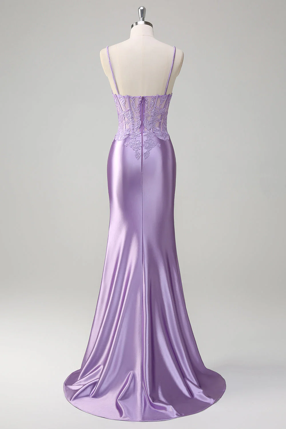 Lilac Mermaid Embroidered Long Plus Size Prom Dress with Slit - Image 6