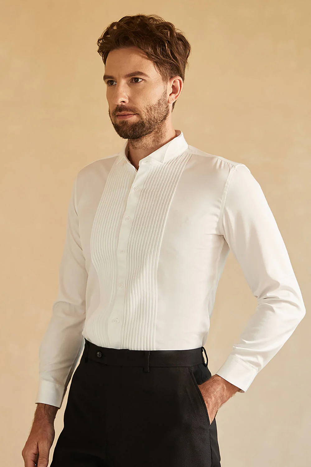 Long Sleeves White Men's Suit Shirt - Image 3