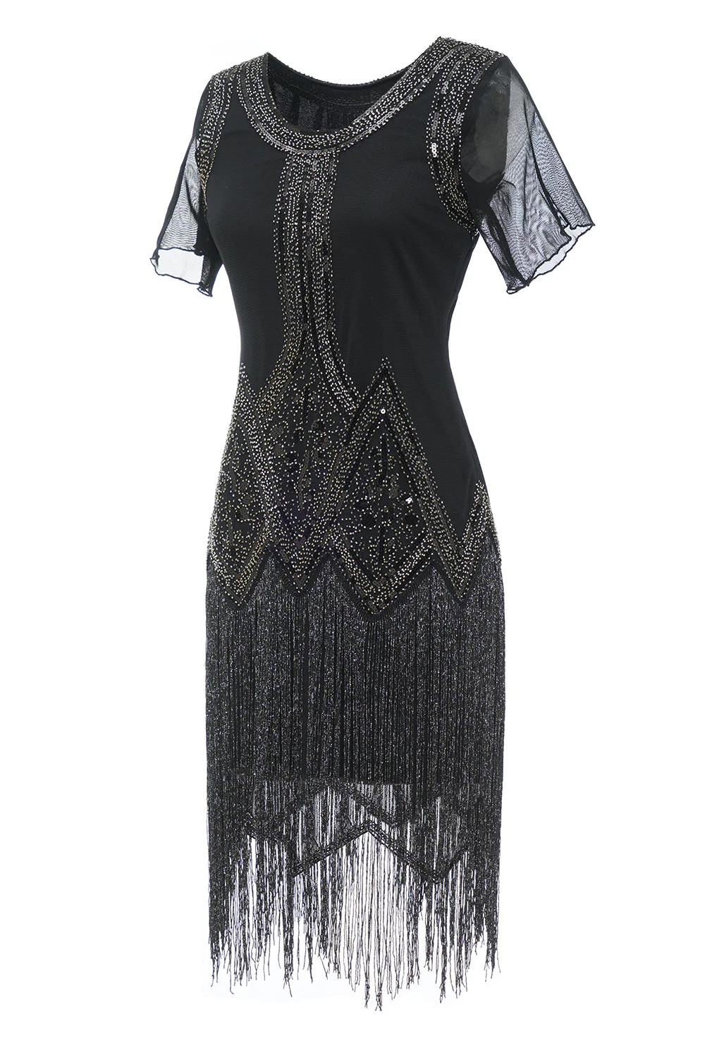 Luxurious Sequined Beaded Fringe 1920s Dress - Image 3