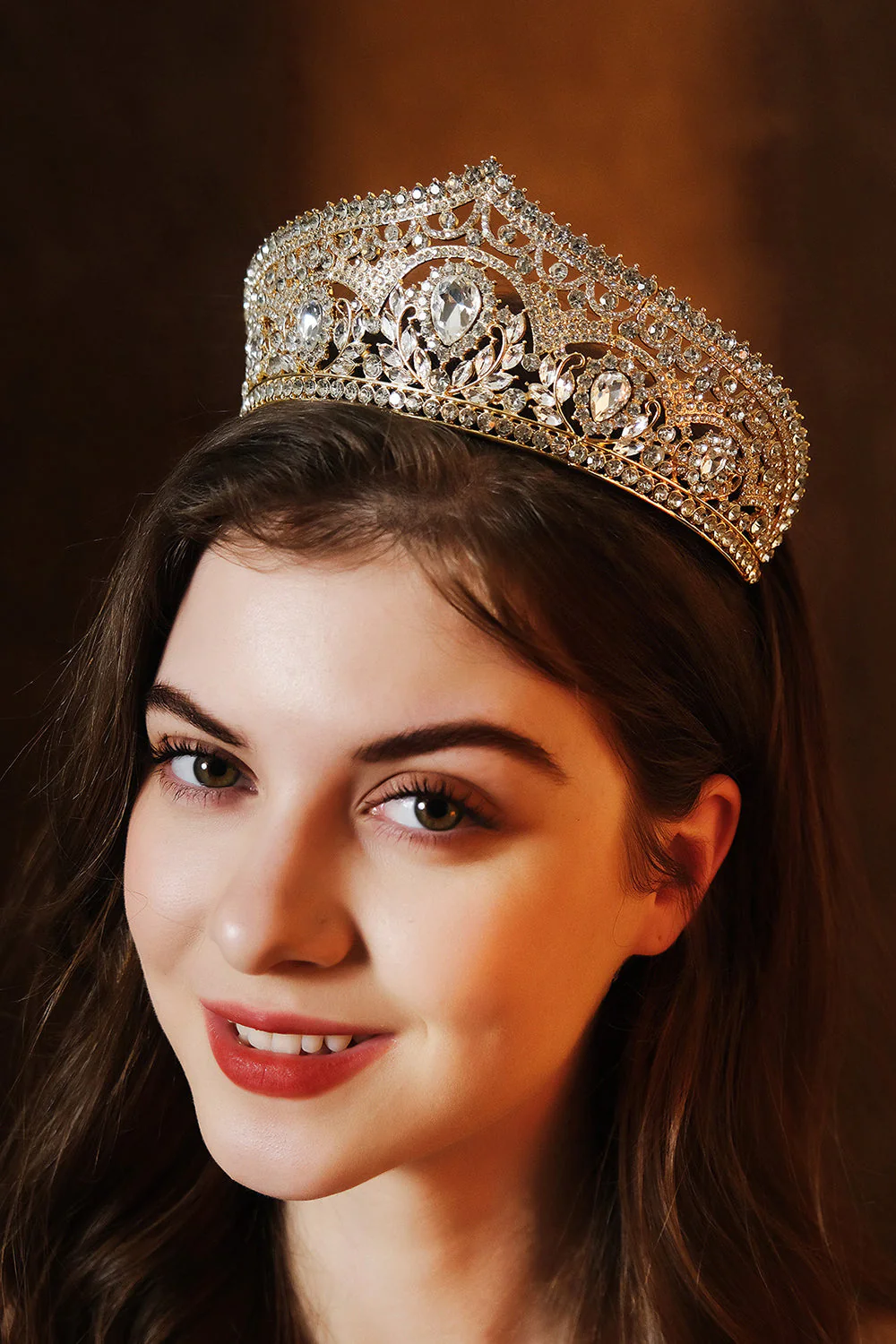 Luxury Crystal Princess Golden Crown Tiara - Image 3
