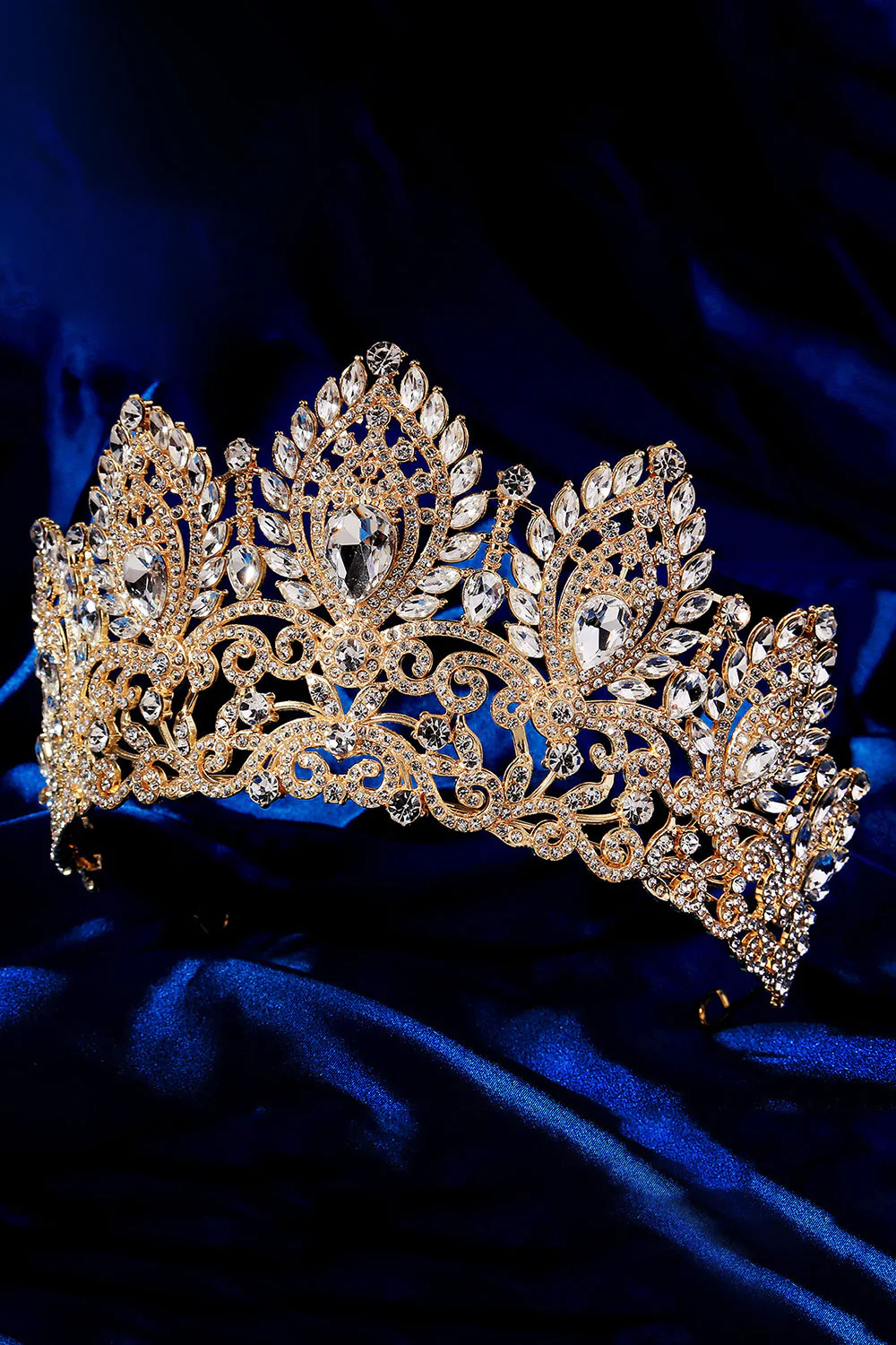 Luxury Crystal Prom Queen Pageant Golden Crown Tiara - Image 2