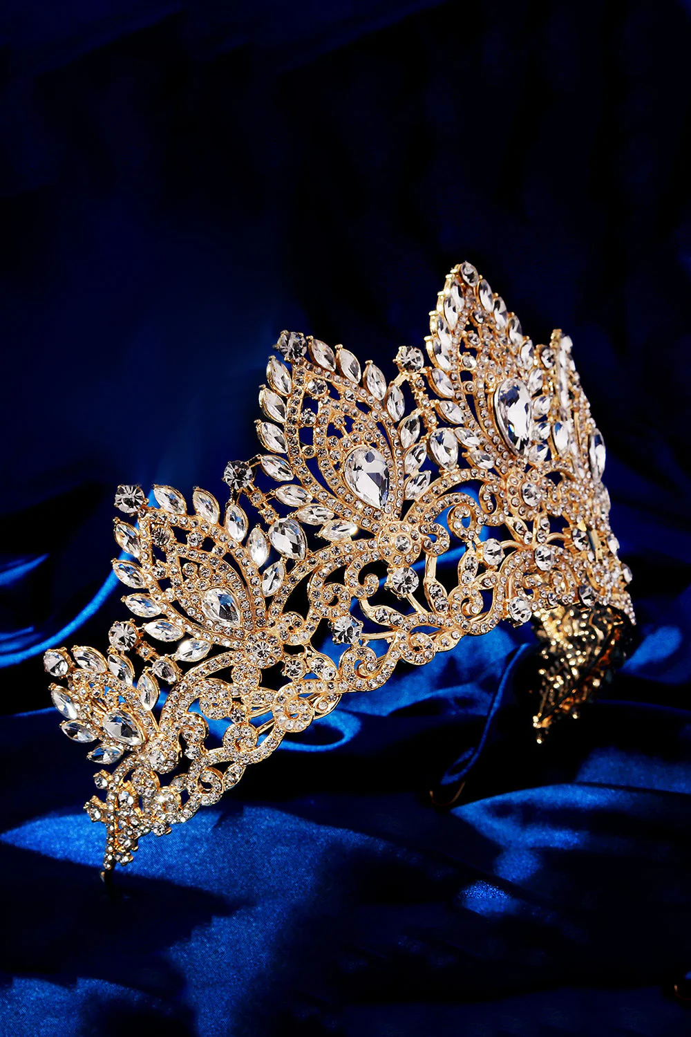 Luxury Crystal Prom Queen Pageant Golden Crown Tiara - Image 3