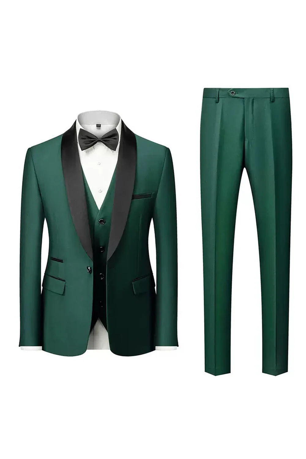 Men's Black Shawl Lapel One Button Formal Suits - Image 10