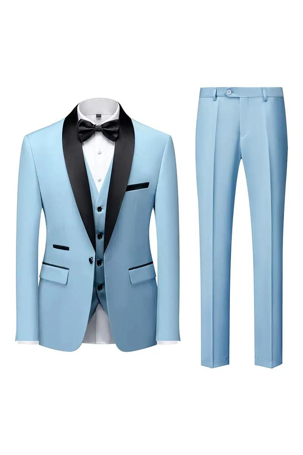 Men's Black Shawl Lapel One Button Formal Suits - Image 11
