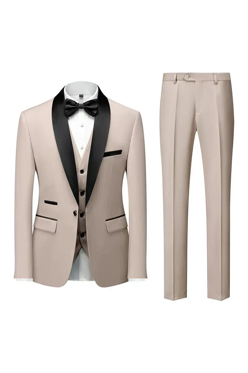 Men's Black Shawl Lapel One Button Formal Suits - Image 8