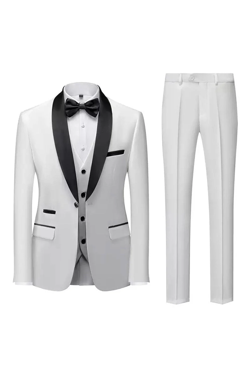 Men's Black Shawl Lapel One Button Formal Suits - Image 9