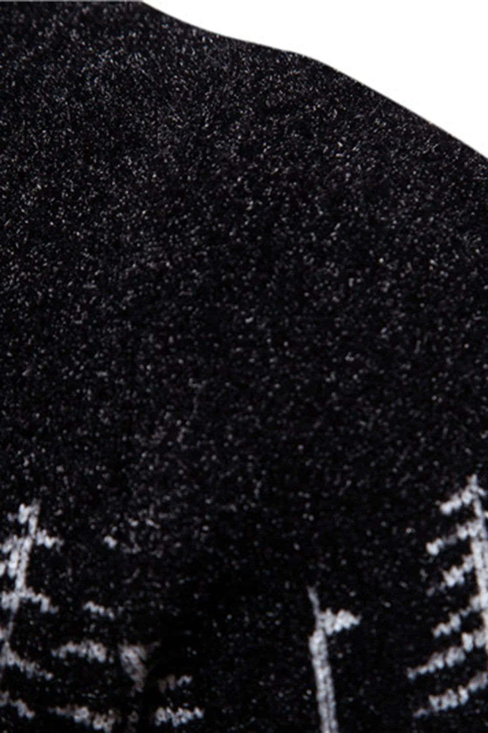 Men's Black Slim-fit Crew Neck Christmas Deer Print Sweater - Image 4