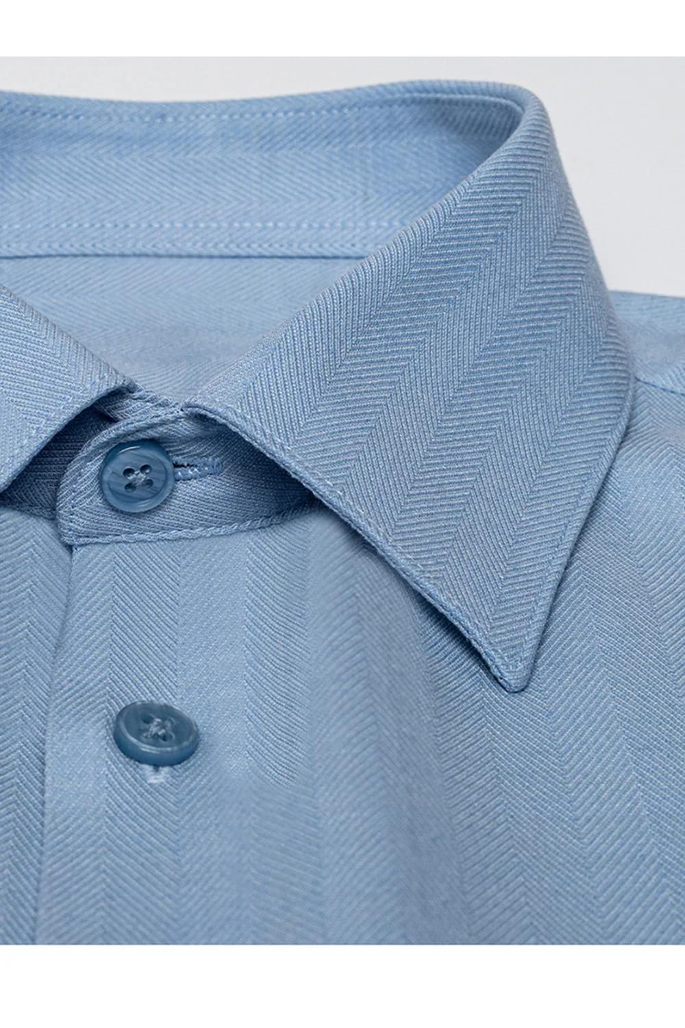 Men's Blue Grey Point Collar Long Sleeves Suits Shirt - Image 4
