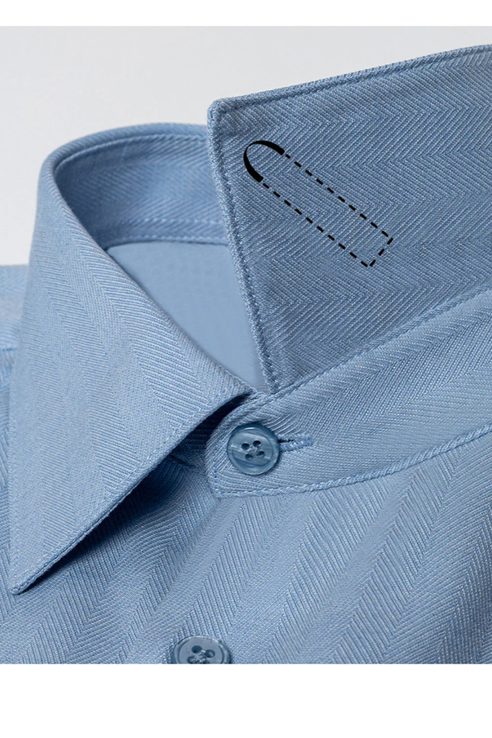 Men's Blue Grey Point Collar Long Sleeves Suits Shirt - Image 5