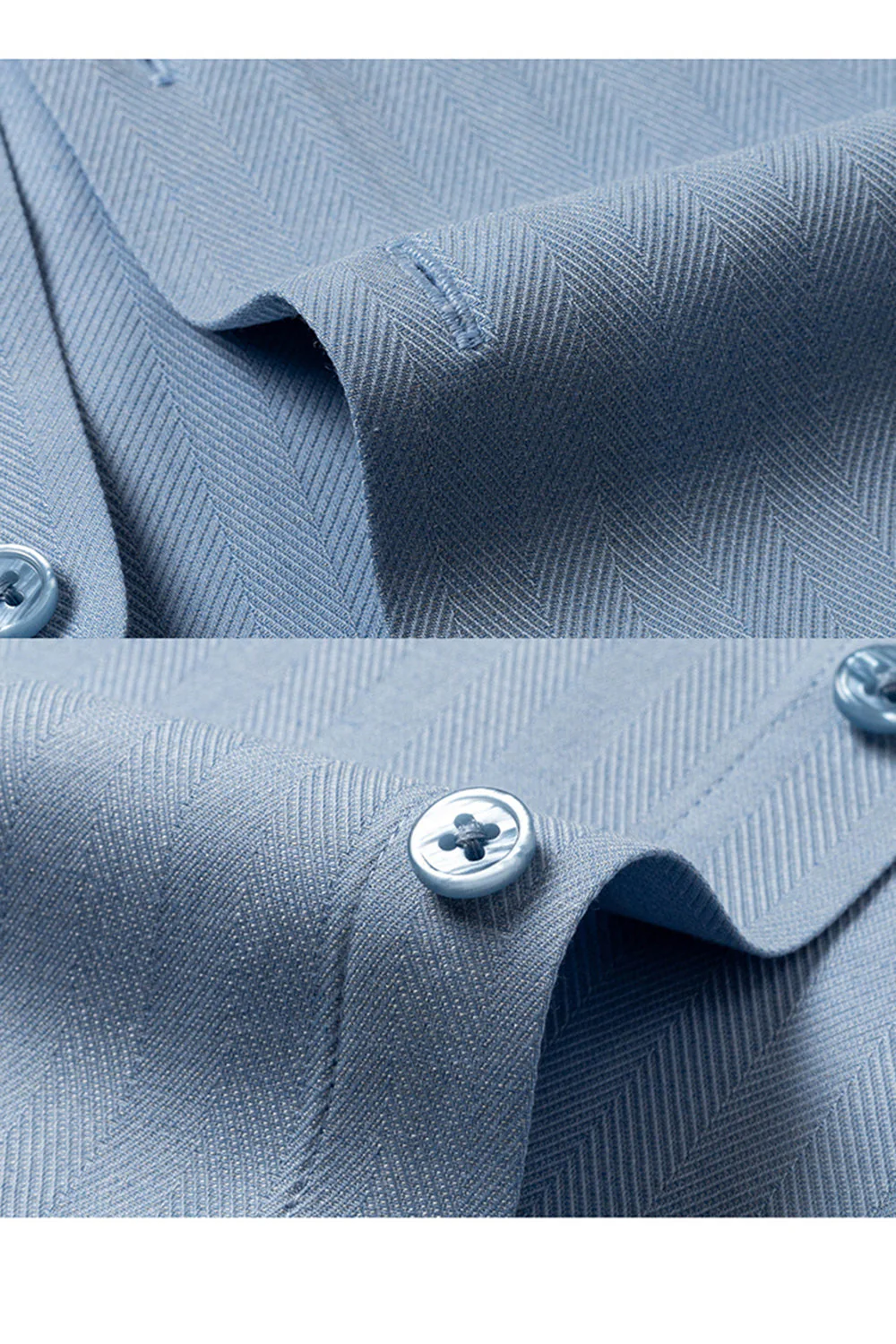 Men's Blue Grey Point Collar Long Sleeves Suits Shirt - Image 6