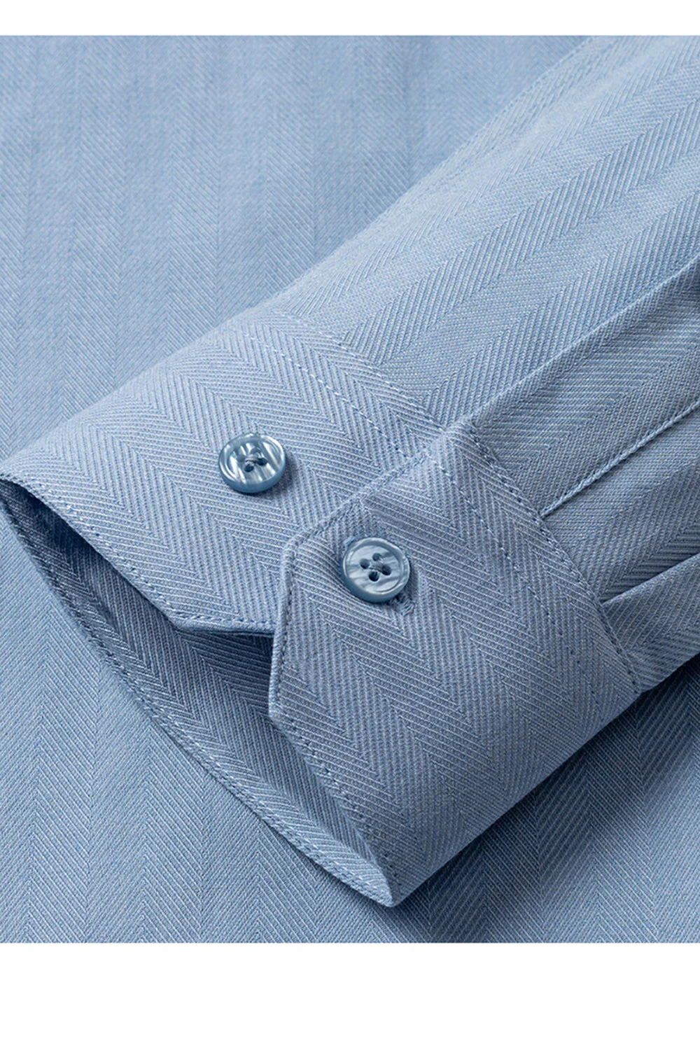 Men's Blue Grey Point Collar Long Sleeves Suits Shirt - Image 7