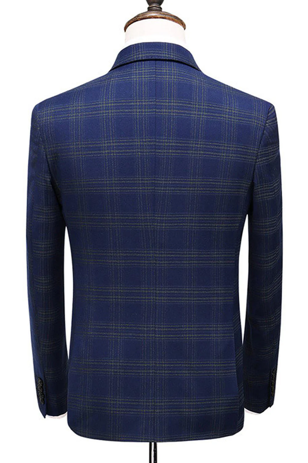 Men's Blue Striped Peaked Lapel 3 Pieces Prom Suits - Image 2