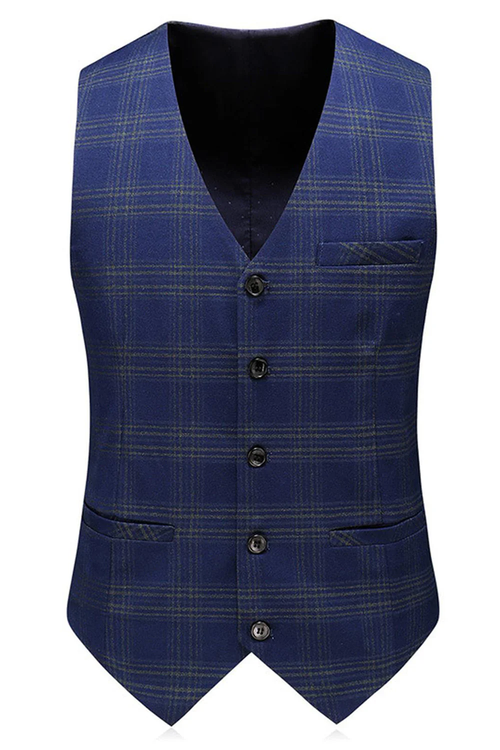 Men's Blue Striped Peaked Lapel 3 Pieces Prom Suits - Image 3