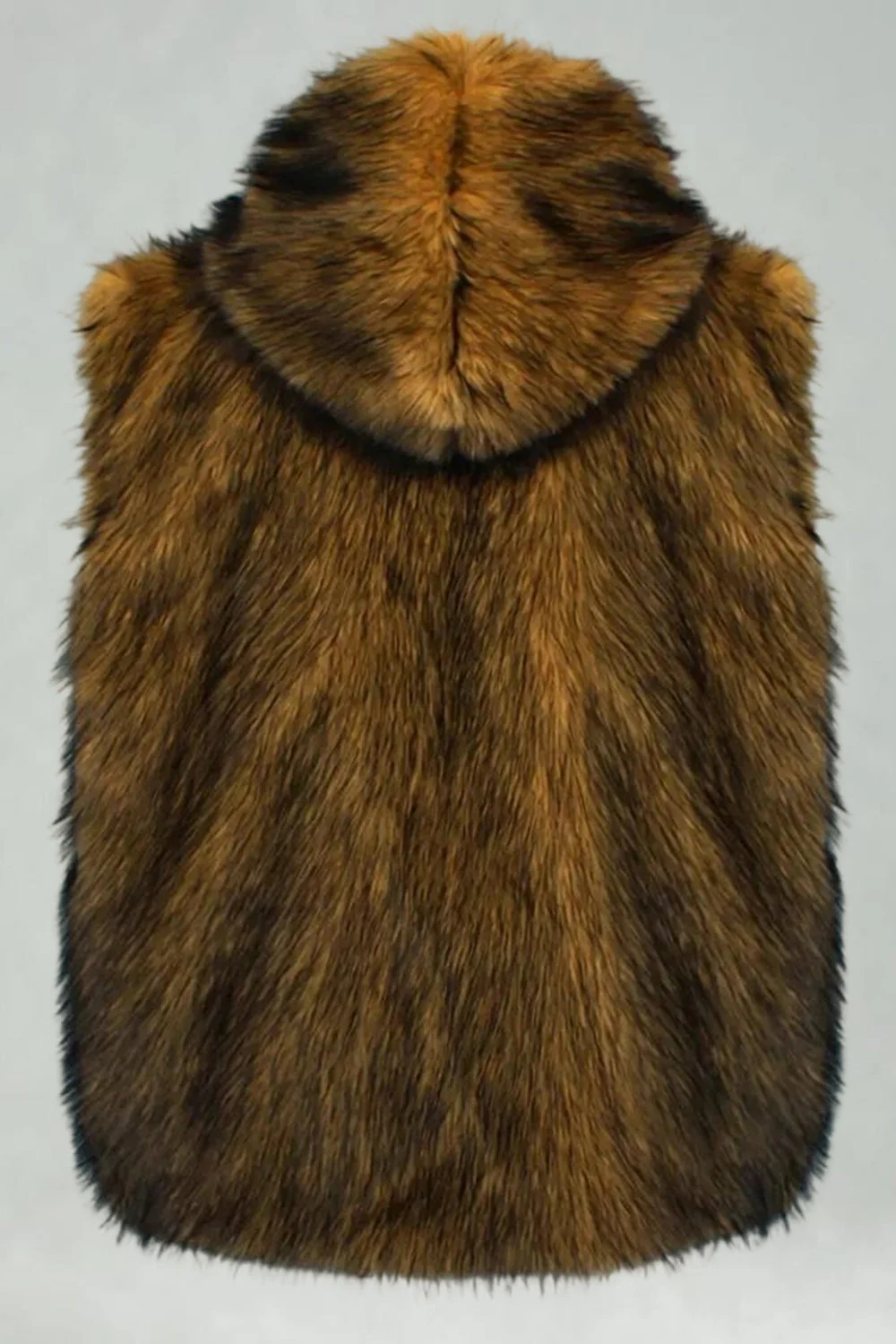 Men's Camel Faux Fur Hooded Vest - Image 22