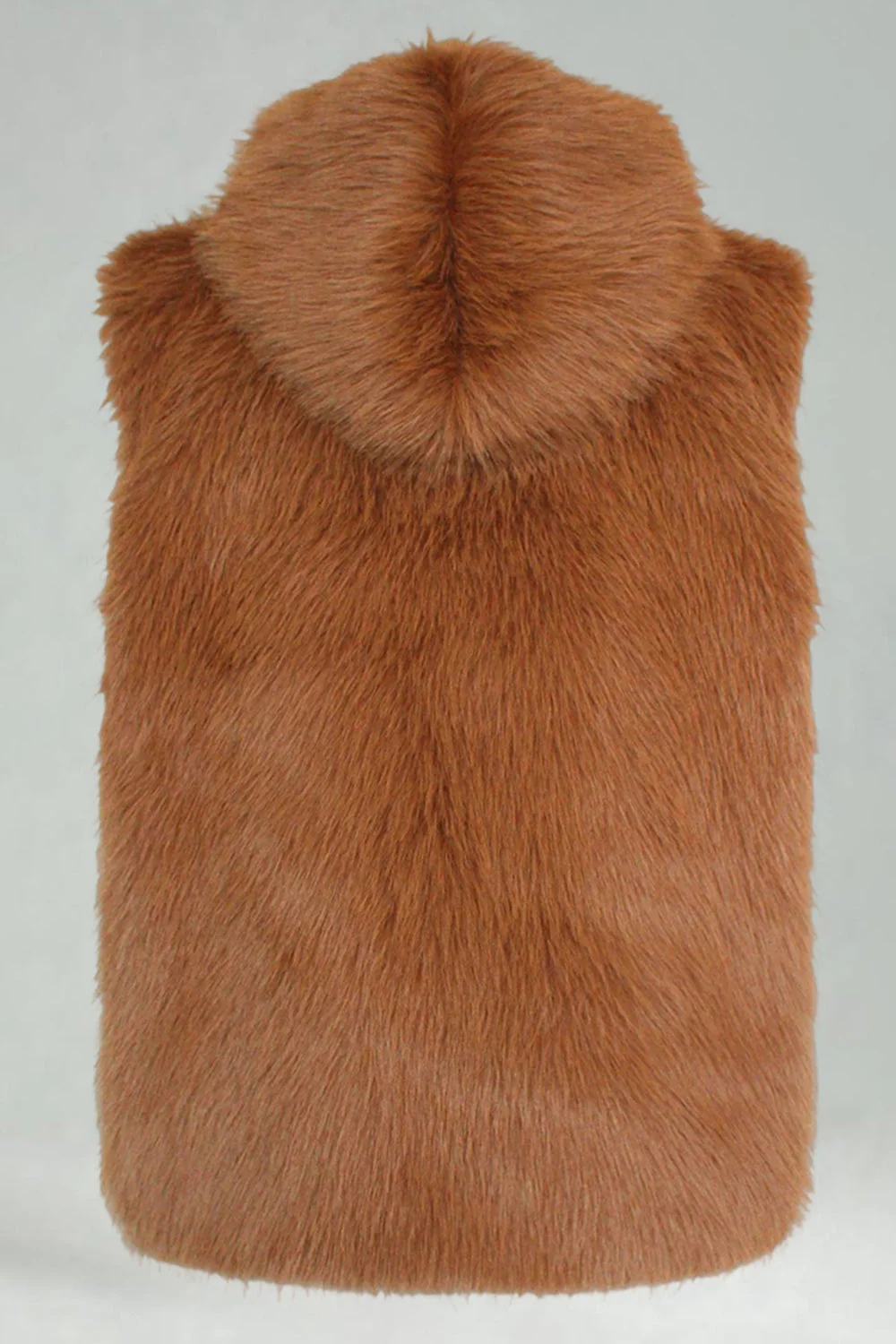 Men's Camel Faux Fur Hooded Vest - Image 4