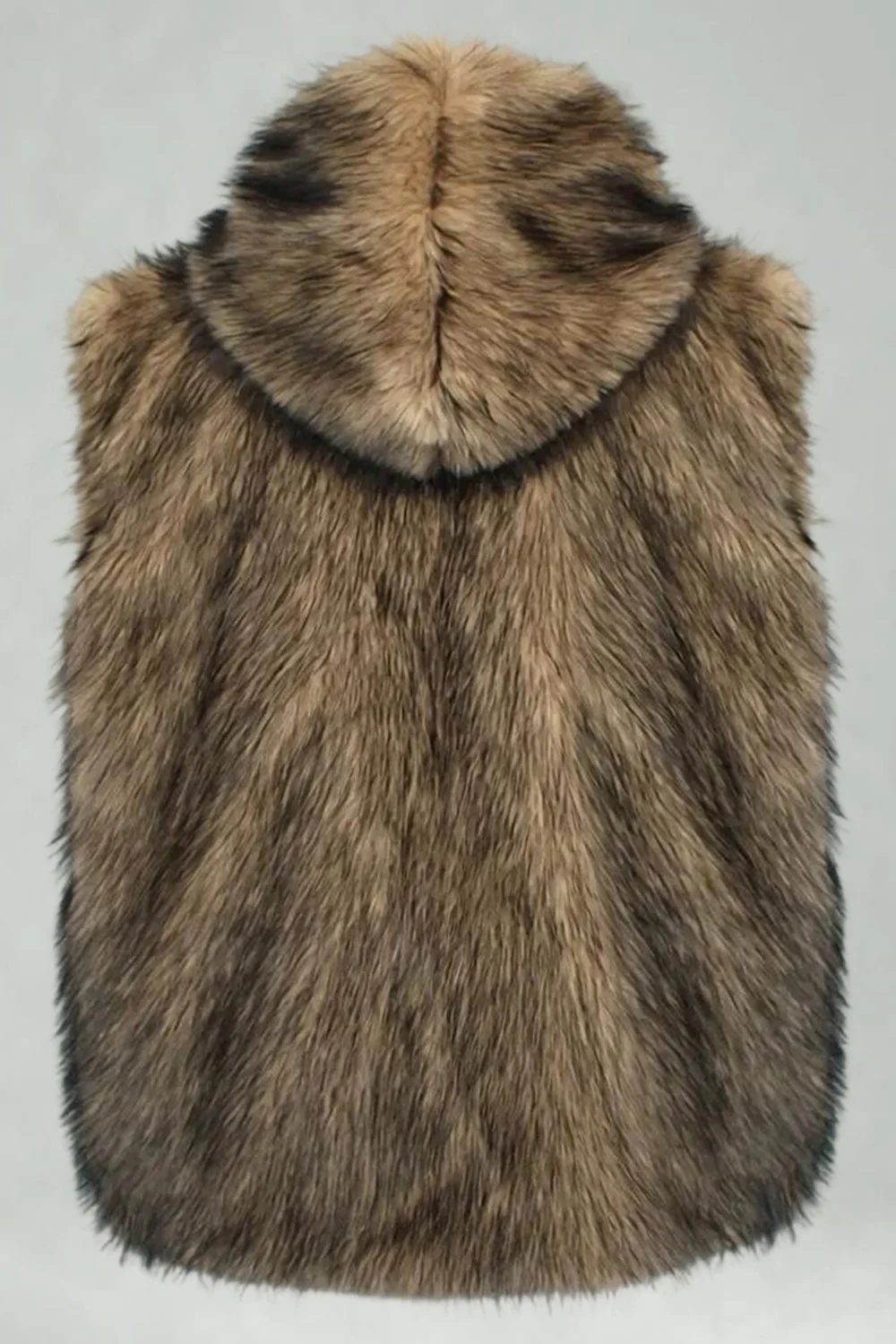 Men's Camel Faux Fur Hooded Vest - Image 9