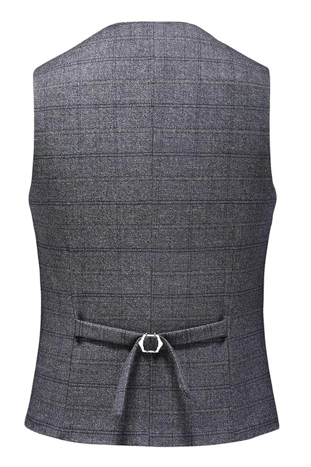 Men's Dark Blue Plaid Notched Lapel 3 Pieces Prom Suits - Image 15