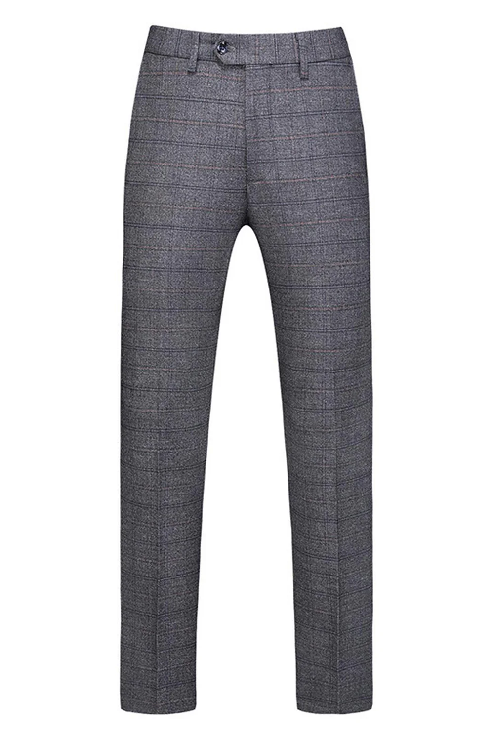 Men's Dark Blue Plaid Notched Lapel 3 Pieces Prom Suits - Image 16