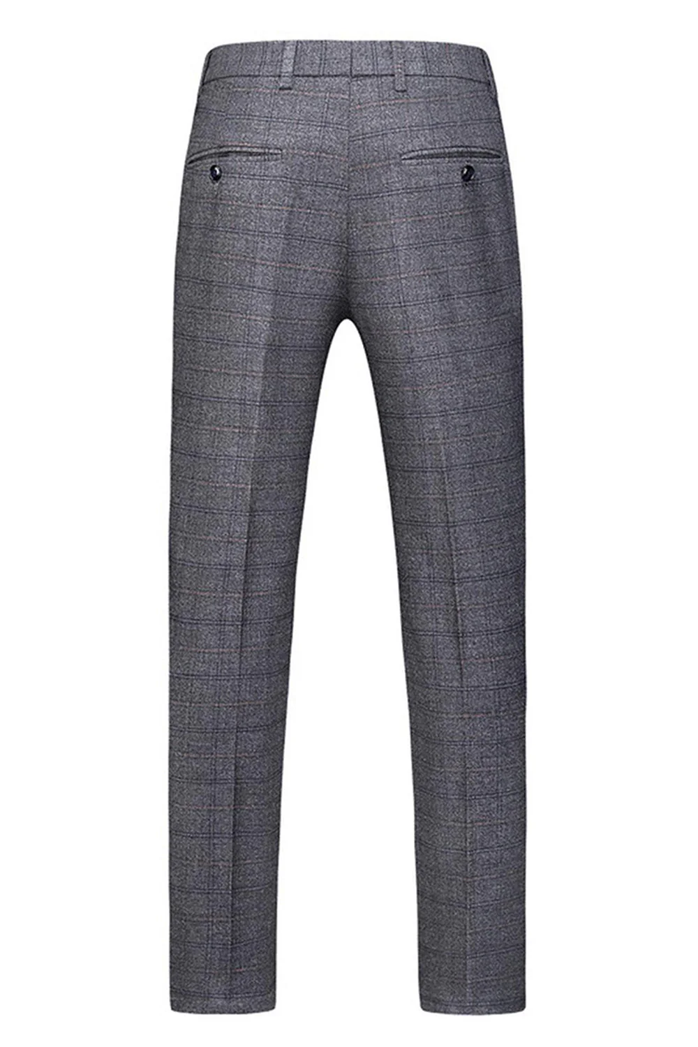 Men's Dark Blue Plaid Notched Lapel 3 Pieces Prom Suits - Image 17