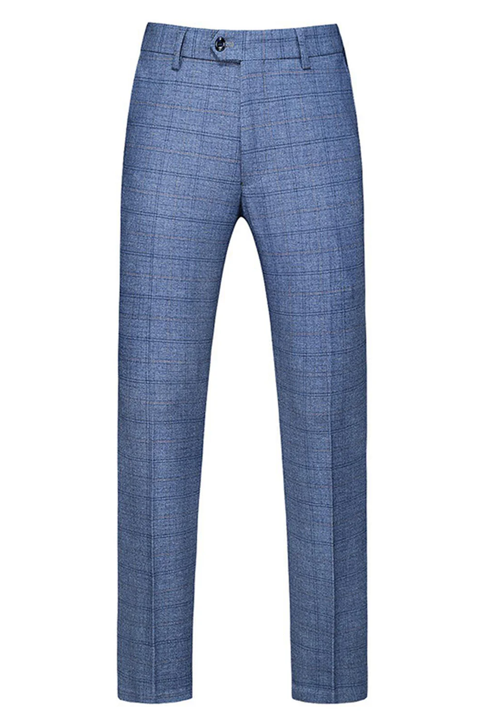 Men's Dark Blue Plaid Notched Lapel 3 Pieces Prom Suits - Image 24