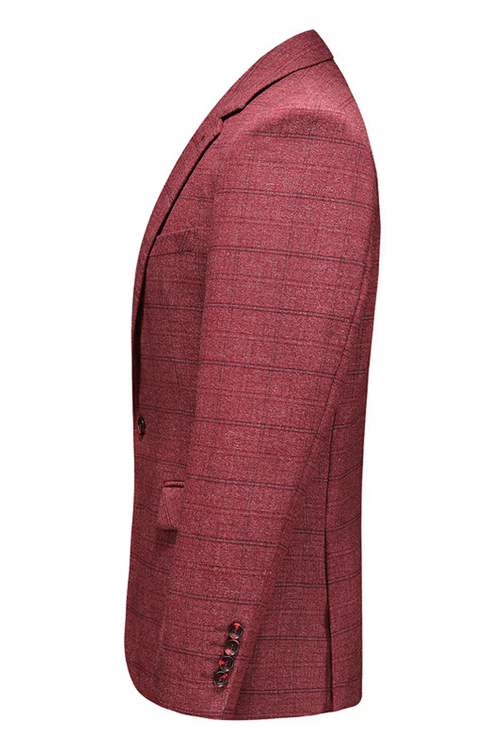 Men's Dark Blue Plaid Notched Lapel 3 Pieces Prom Suits - Image 29